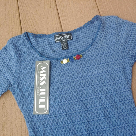 New Miss Juli New York Blue Floral Bodysuit - Picture 6 of 6